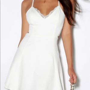 Perfect Evening White Lace Skater Dress